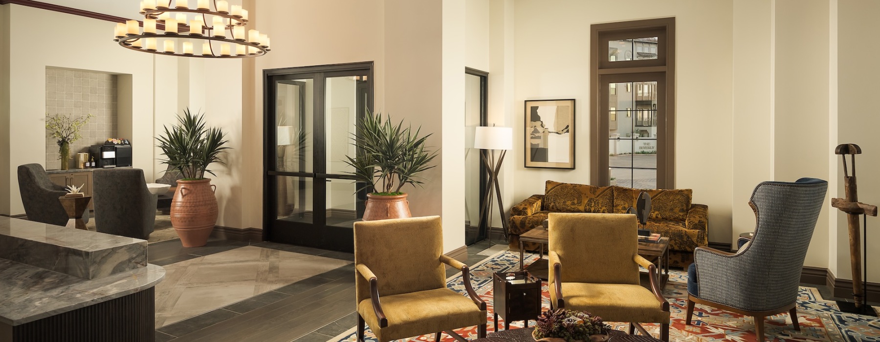 a spacious leasing lounge